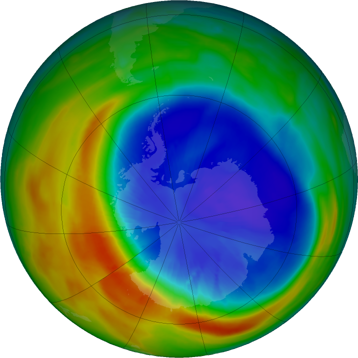 Antarctic ozone map for 11 September 2024